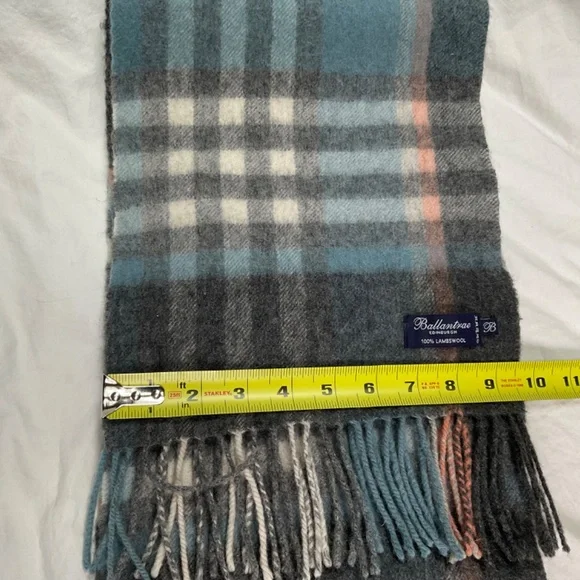 100% Lambswool Tartan Scarf Ballantrae Edinburgh Blue and Grey - Picture 4 of 8